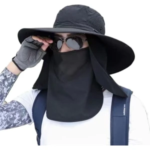 Şapka Güneş Siperliği Erkek Güneş Şapkası Balıkçı Şapkası Balıkçı Şapkası Tam Güneş Koruması Su Geçirmez Yüz Örtüsü Yaz Güneş Şapkası Dağcılık Şapkası (Yurt Dışından)