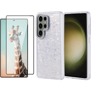 Samsung Galaxy S24 Ultra Kılıf Taşlı Tasarımlı Zore Kapi Kapak + Temperli Cam Ekran Koruyucu