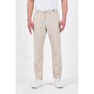 Theseason Erkek Taş Pamuklu Keten Görünümlü Beli Bağcıklı Relaxed Fit Yazlık Chino Pantolon