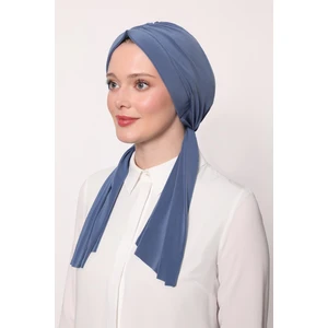 Indigo Kelebek Desen Hazır Şal