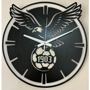 Ahşap Üzeri Epoksi Reçine Kaplamalı - Taraftar Duvar Saati - Beşiktaş Kartal Futbol Topu 1903 - 40 cm