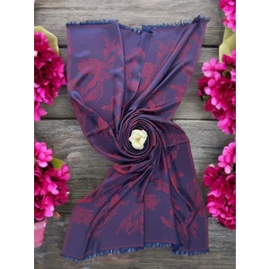 Lacivert Lalezar Desen Kadın Şal