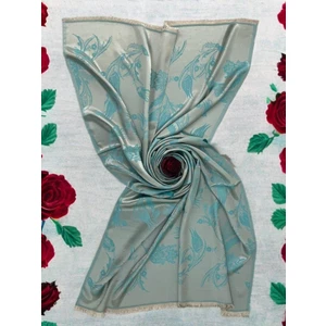 Turkuaz Lalezar Desen Kadın Şal