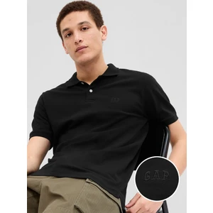 Erkek Siyah Gap Logo Piqué Polo Yaka T-Shirt