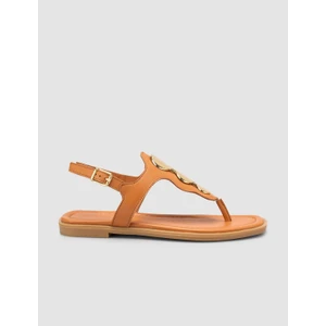 %100 Hakiki Deri Taba Kadın Sandalet