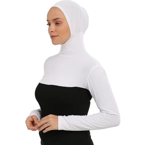 Boyunluklu Boneli Uzun Kolluk - Beyaz
