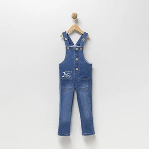 Kedi Baskılı Likralı Erkek Çocuk Kot Salopet / Bahçıvan