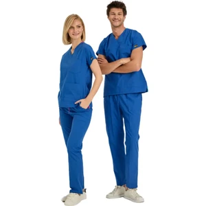 Çizgi Medikal Saks Mavisi Dr Greys Scrubs (Terikoton/ince Kumaş) T100