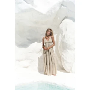 Siena Haki Askılı Uzun Elbise