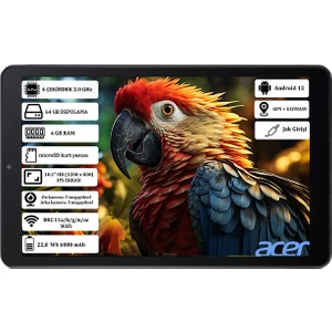 Iconia A10 4 GB Ram 64 GB SSD 10.1" Hd (1280 x 800 ) IPS Yeni Nesil Android Tablet NT.LG0EY.001