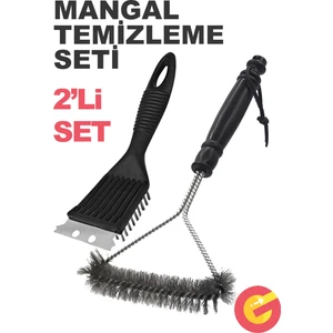 2'li Paket Mangal Barbekü Temizleyici, Metal Barbekü Izgara Temizleme Fırçası ve Kazıyıcı