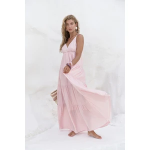 Siena Pembe Askılı Uzun Elbise