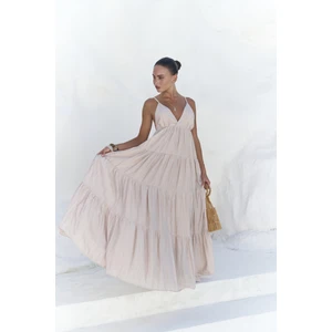 Siena Vizon Askılı Uzun Elbise