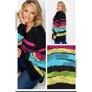 Büyük Beden Dokuma Viskon Renkli Penye Sweat