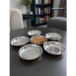 6'lı Kulpsuz Bakır Çerezlik-Kahvaltılık-Reçellik-Sunumluk Set (12 cm x 2,3 Cm)