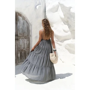 Siena Antrasit Askılı Uzun Elbise