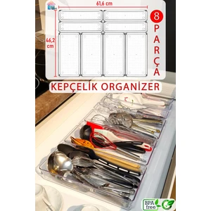 Color House 8 Parça Kepçelik Seti Tahta Kaşık Bıçak Modüler Organizer