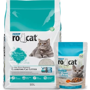 Rocat Marsilya Sabunu Kokulu Beyaz Bentonit Kedi Kumu 10 L (Pouch Hediyeli)