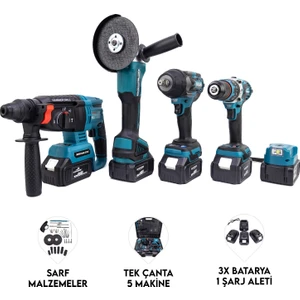 Beşli Set MK800 (Power Bank LED 13MM Ç.mandren+S.sıkma+Ş.spral+Ş.hilti)