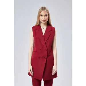 Kadın Uzun Kruvaze Dokuma Yelek