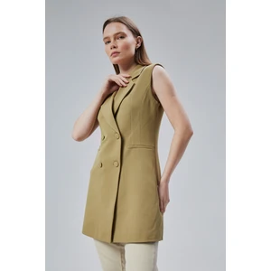 Kadın Uzun Kruvaze Dokuma Yelek