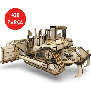 Ahşap Caterpillar D11 Dozer Maketi - 428 Parça - Gerçekçi Ahşap Dozer Maketi