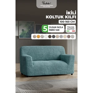 Lastikli Esnek ve Yıkanabilir 2 Kişilik Koltuk Örtüsü Çekyat Kanepe Kılıfı - Turkuaz