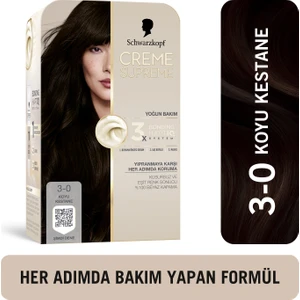 Creme Supreme Yoğun Bakım Full Kit 3-0 Koyu Kestane Saç Boyası