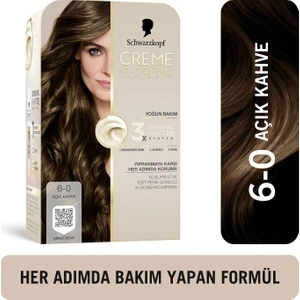 Schwarzkopf Creme Supreme 6-0 Açık Kahve Yıpranma Karşı Onarıcı Bakım Kit Saç Boyası Serum & Maske