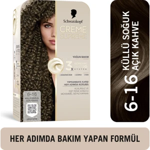 Creme Supreme Yoğun Bakım Full Kit 6-16 Küllü Soğuk Açık Kahve Saç Boyası