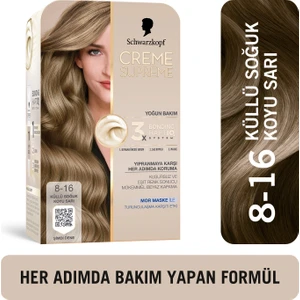 Schwarzkopf Creme Supreme 8-16 Küllü Soğuk Koyu Sarı Turunculaşma Karşıtı Kit Saç Boyası Serum & Mor Maske