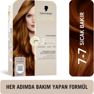 Schwarzkopf Creme Supreme 7-7 Sıcak Bakır  Yıpranma Karşıtı Onarıcı Bakım Kit Saç Boyası Serum & Maske