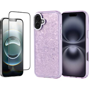 Apple iPhone 16 Kılıf Taşlı Tasarımlı Zore Kapi Kapak + Temperli Cam Ekran Koruyucu