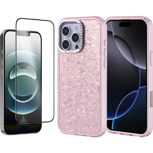 Apple iPhone 15 Pro Max Kılıf Taşlı Tasarımlı Zore Kapi Kapak + Temperli Cam Ekran Koruyucu