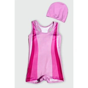 Şortlu Boneli Kız Çocuk Yüzücü Mayosu