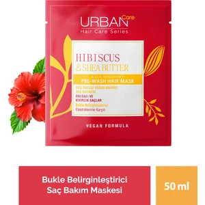 URBAN Care Hibiscus & Shea Butter Bukle Belirginleştirici Duş Öncesi Saç Bakım Maskesi 50 ml - Vegan