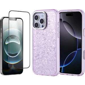 Apple iPhone 15 Pro Kılıf Taşlı Tasarımlı Zore Kapi Kapak + Temperli Cam Ekran Koruyucu