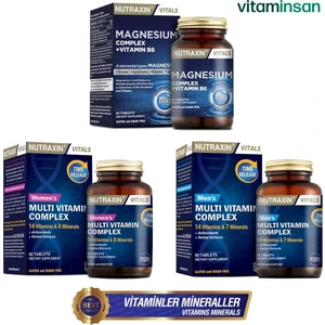 Magnesium Complex Vitamin B6 60 Tablet + Nutraxin Men's Multivitamin Complex 60 Tablet + Nutraxin Women's Multivitamin Complex 60 Tablet