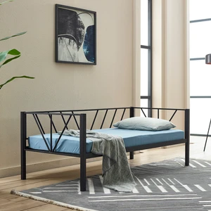 Alchera Daybed Tek Kişilik Sedir Divan Metal Karyola Siyah