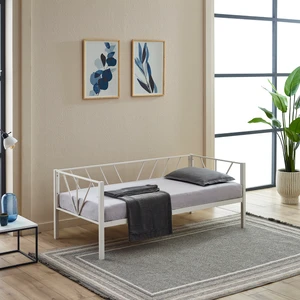 Alchera Daybed Tek Kişilik Sedir Divan Metal Karyola Beyaz