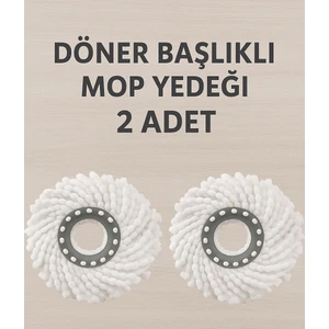 2 Adet Döner Başlıklı Mop Yedeği Mikrofiber Döner Paspas Yedek