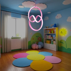 St Aydınlatma Feliz Çocuk Odası Pembe Modern LED Avize