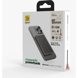 Iberry WİM25 5000 Mah Black Wıreless Air Slim Powerbank