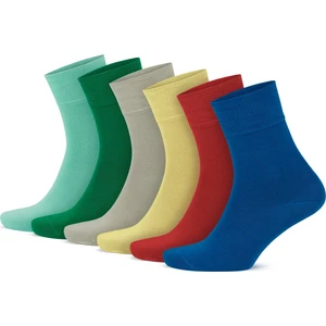 6'lı Bambu Premium Siyah - Renkli Dikişsiz Kutulu Nefes Alabilir Klasik Erkek - Kadın Çorap 3560