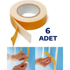 6 Adet Çift Taraflı Köpük Bant 2 mt x 6 Adet