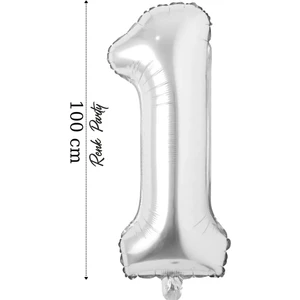 Folyo Balon 1 Rakamı Helyum Balon 100 cm Gümüş Renk - 1 Yaş Balonu - 1 Rakam Balon - 40 Inch