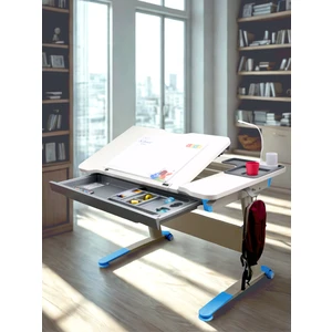 Creo Mobili Yükseklik ve Eğim Ayarlı, Çekmeceli, Sirius Basic Çalışma Masası 120x75 cm, Beyaz/Mavi