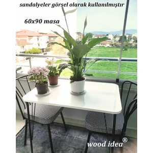 Wood Idea Metal Ayaklı 60X90 Mutfak Masası Balkon Masası Çalışma Masası
