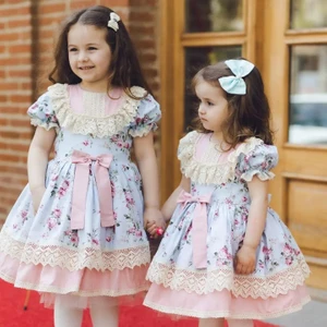 Hly Karol Tekstil Mavi Okyanus Vintage Kız Bebek Elbisesi,Doğum günü,fotoğraf çekim elbisesi,0-12 Yaşa Uygun