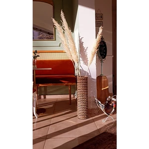 Metal Tel Hasır Örgülü Özel Tasarım Pampas Vazosu 60 cm